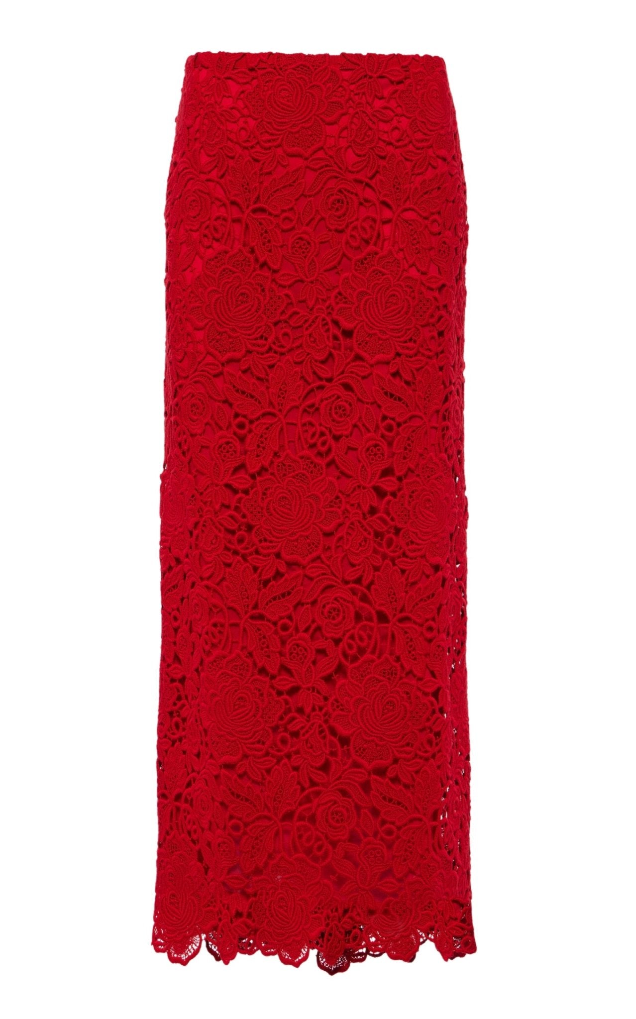 Jupe crayon en dentelle guipure à fleurs Valentino - Catalogue défilé