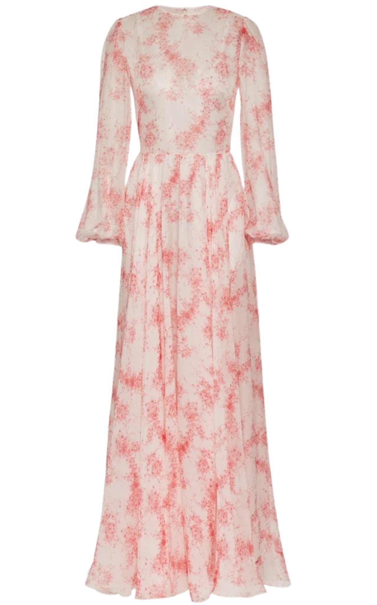 Valentino floral print silk maxi gown in pink and white