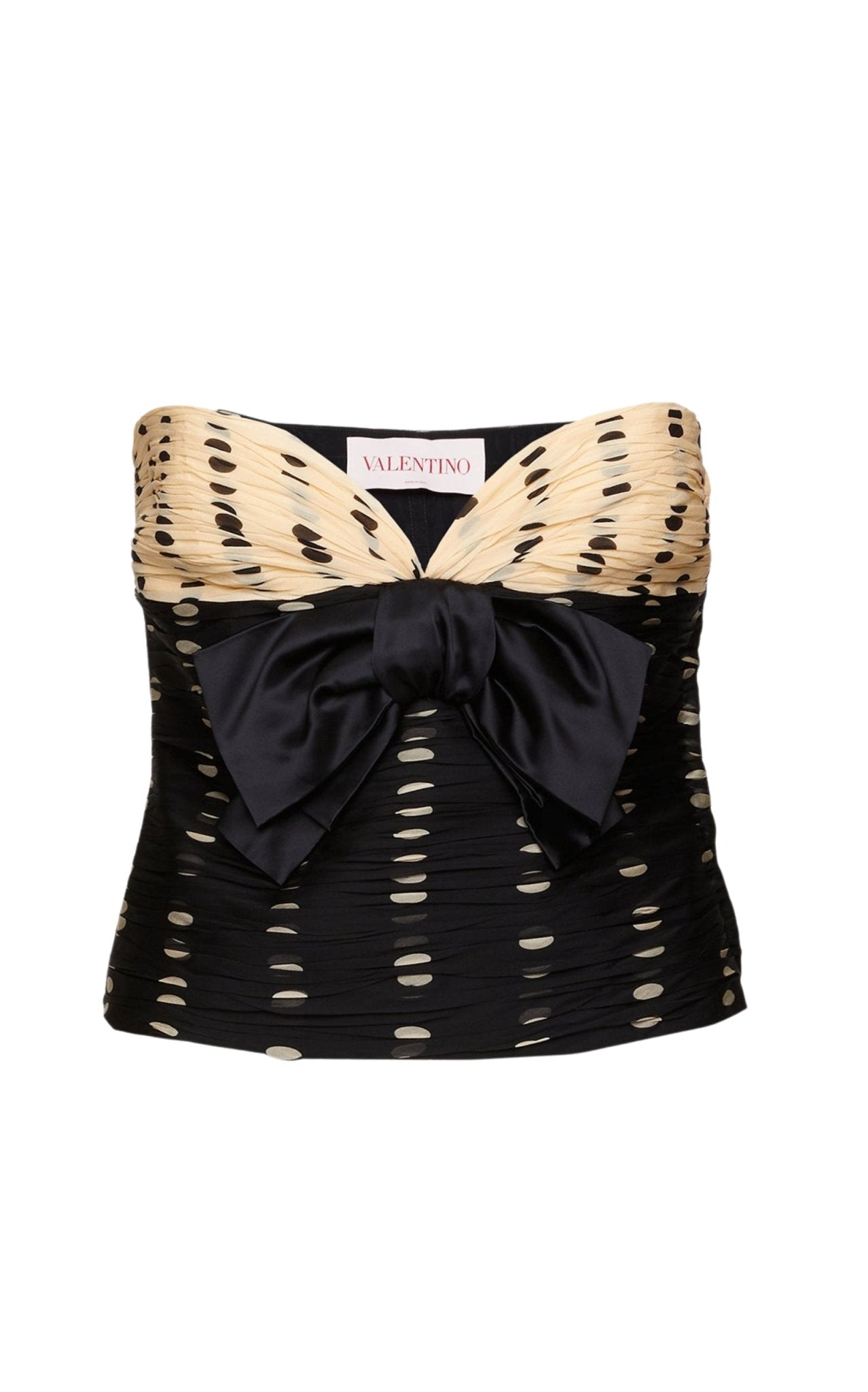 Valentino Plusdepois-print silk chiffon top with sweetheart neckline and bow detail