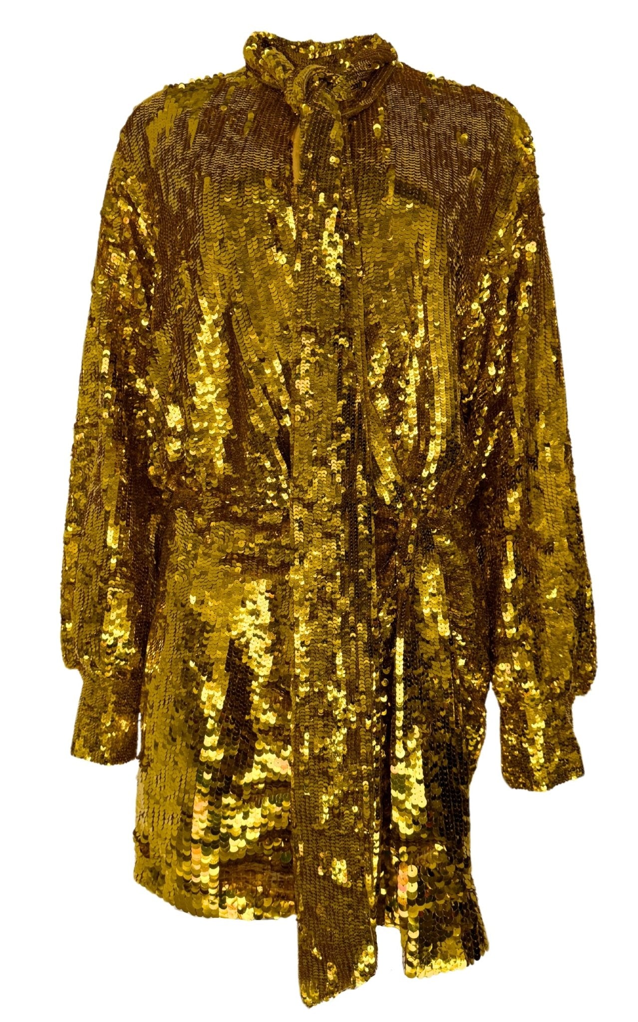 Valentino Sequin Tulle Mini Dress In Gold - Runway Catalog