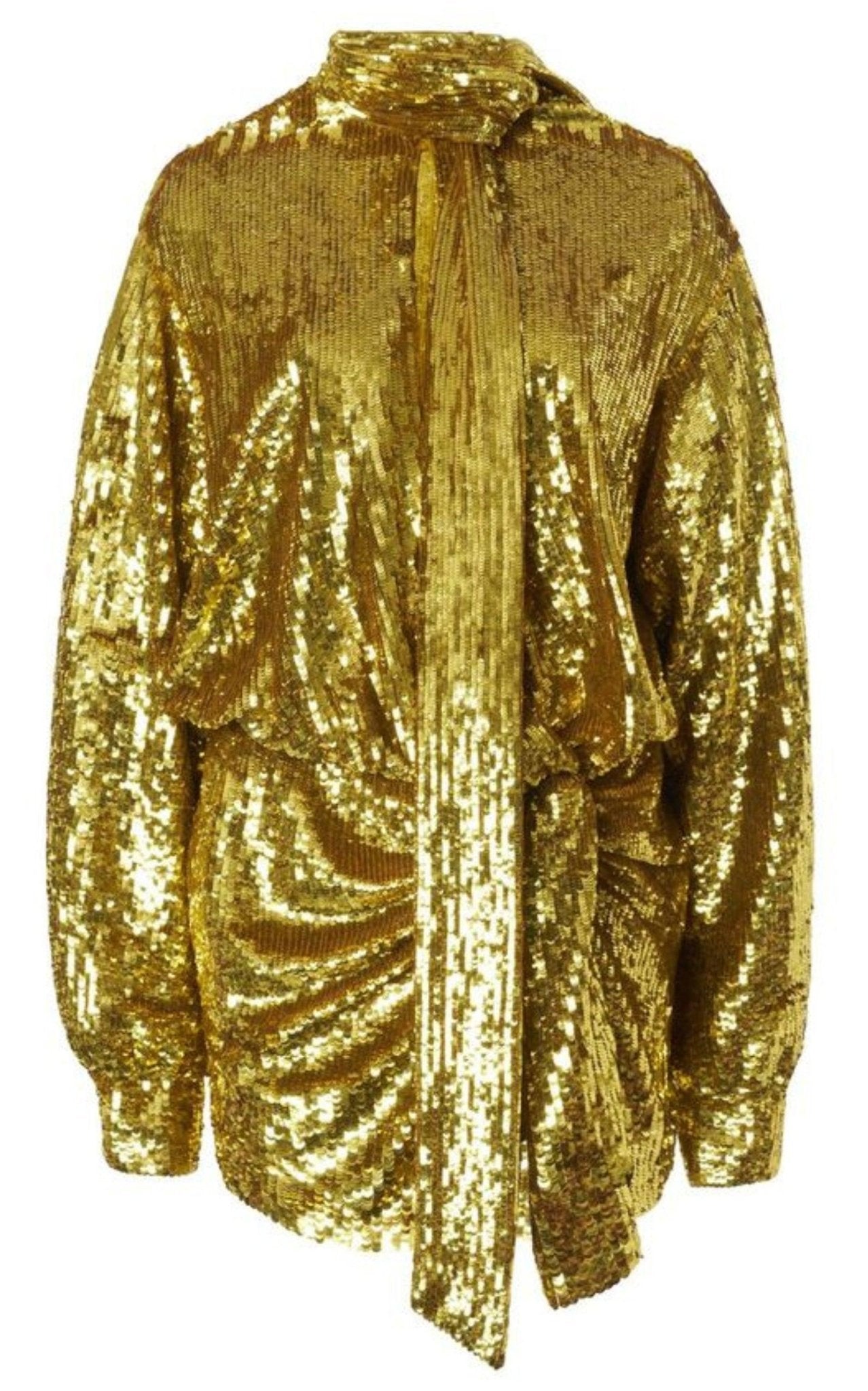 Valentino Sequin Tulle Mini Dress In Gold - Runway Catalog