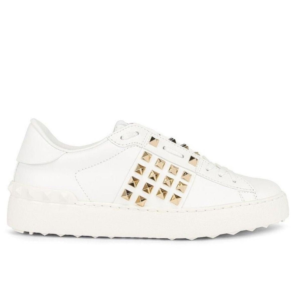 Valentino White Leather Rockstud Sneakers - Runway Catalog