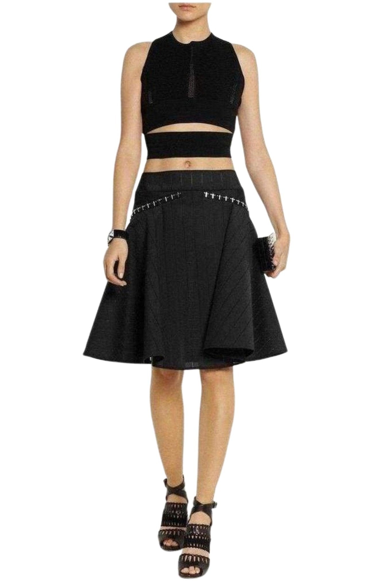 Versace Black Flared Embellished Mini Skirt - Runway Catalog
