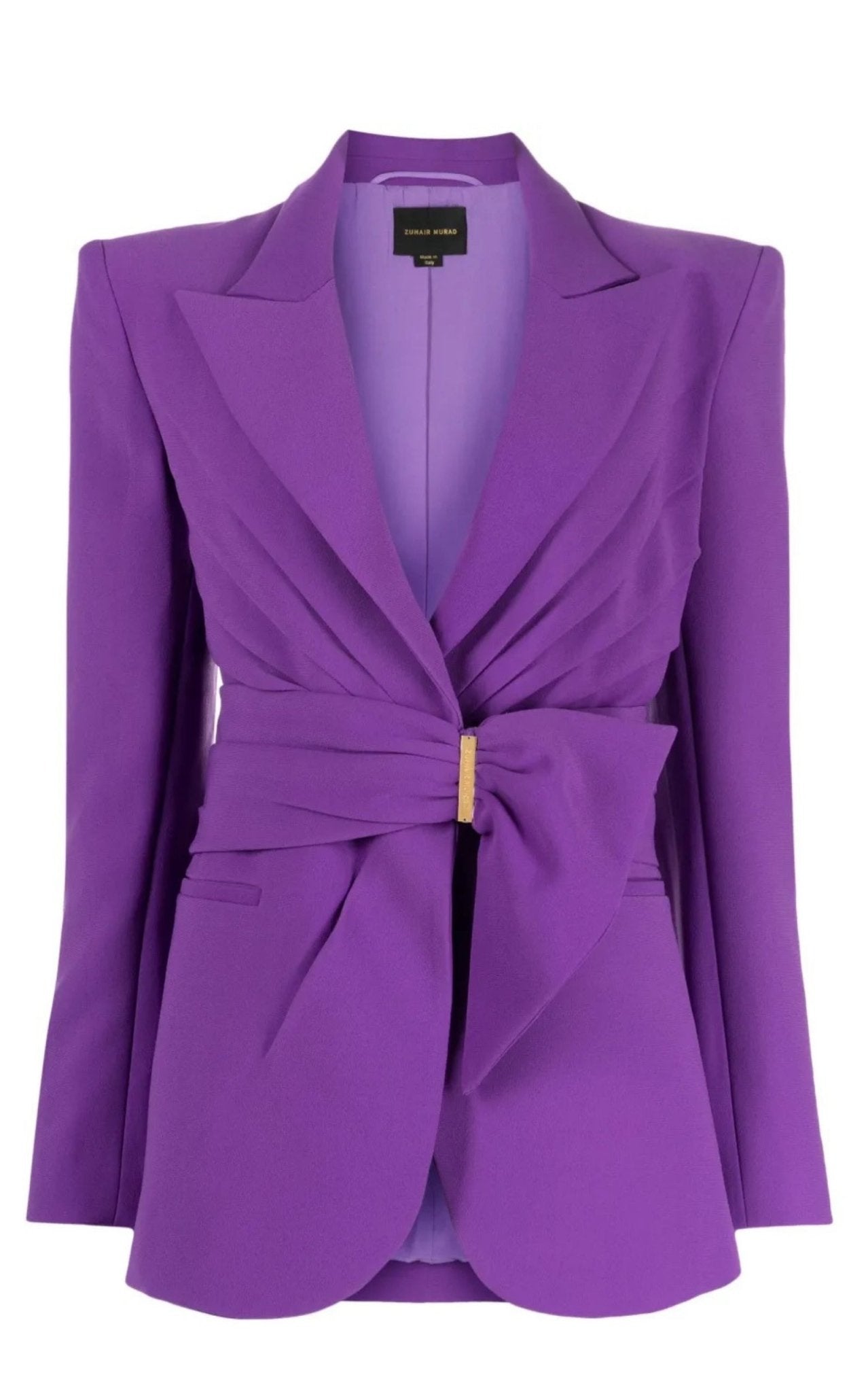 Zuhair Murad belted blazer and wide-leg trousers set with gathered waist