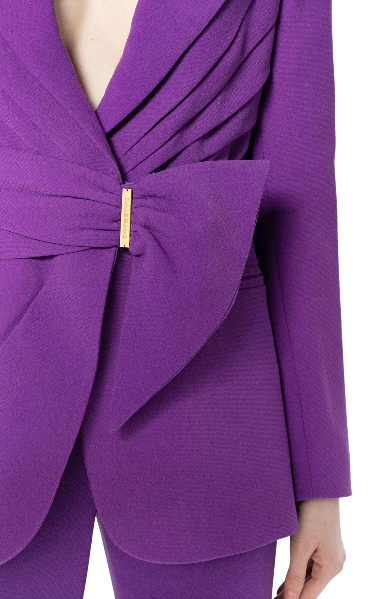 Zuhair Murad belted blazer and wide-leg trousers set with gathered waist