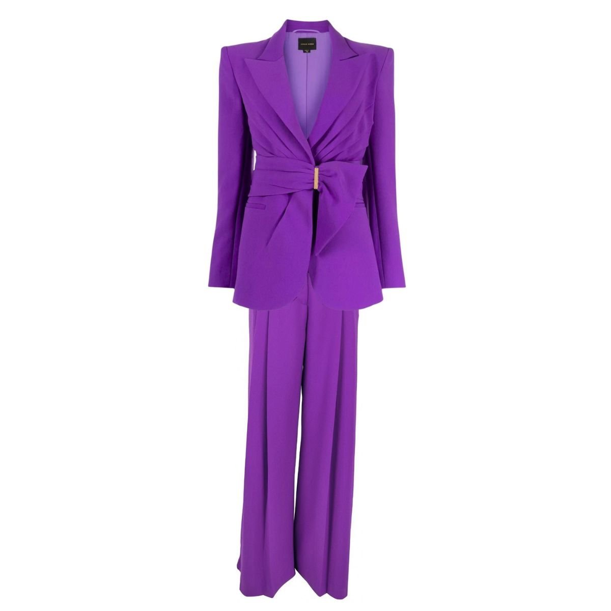 Zuhair Murad Gathered Belted Blazer and Wide - Leg Trousers Set - Runway Catalog
