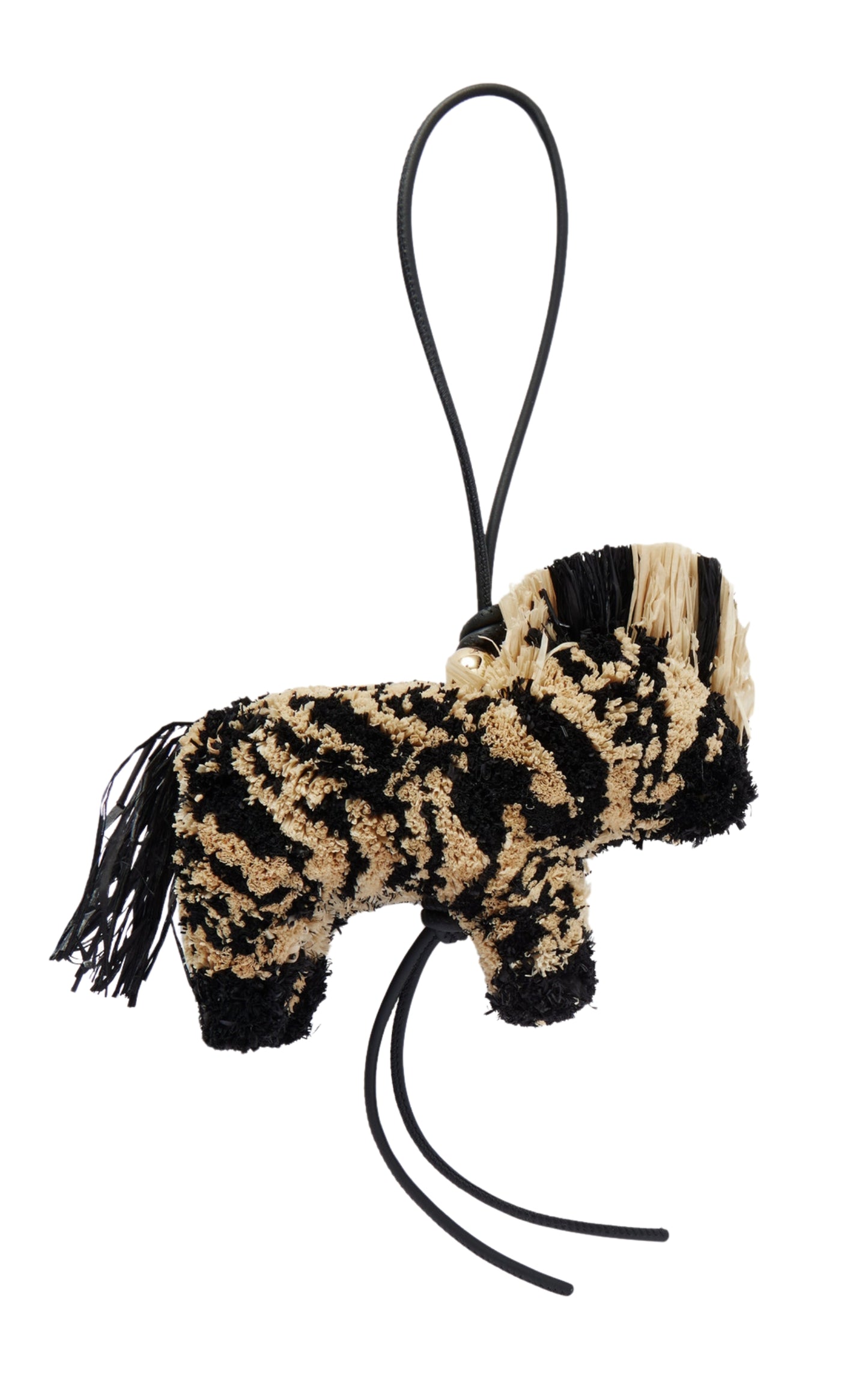 Paula’s Ibiza Zebra Leather-Trimmed Raffia Charm