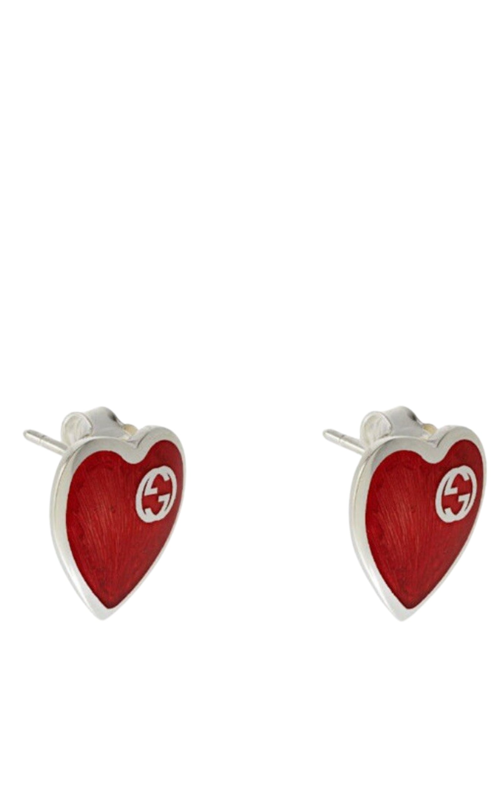 Gucci Interlocking G Heart Stud Earrings in Sterling Silver