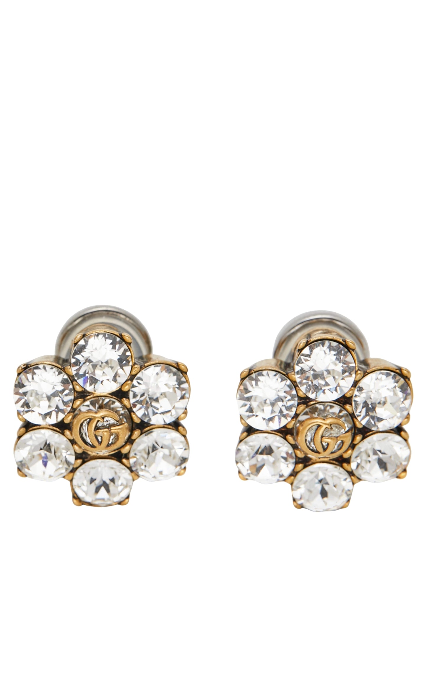 Gucci crystal GG logo clip earrings in gold-tone metal