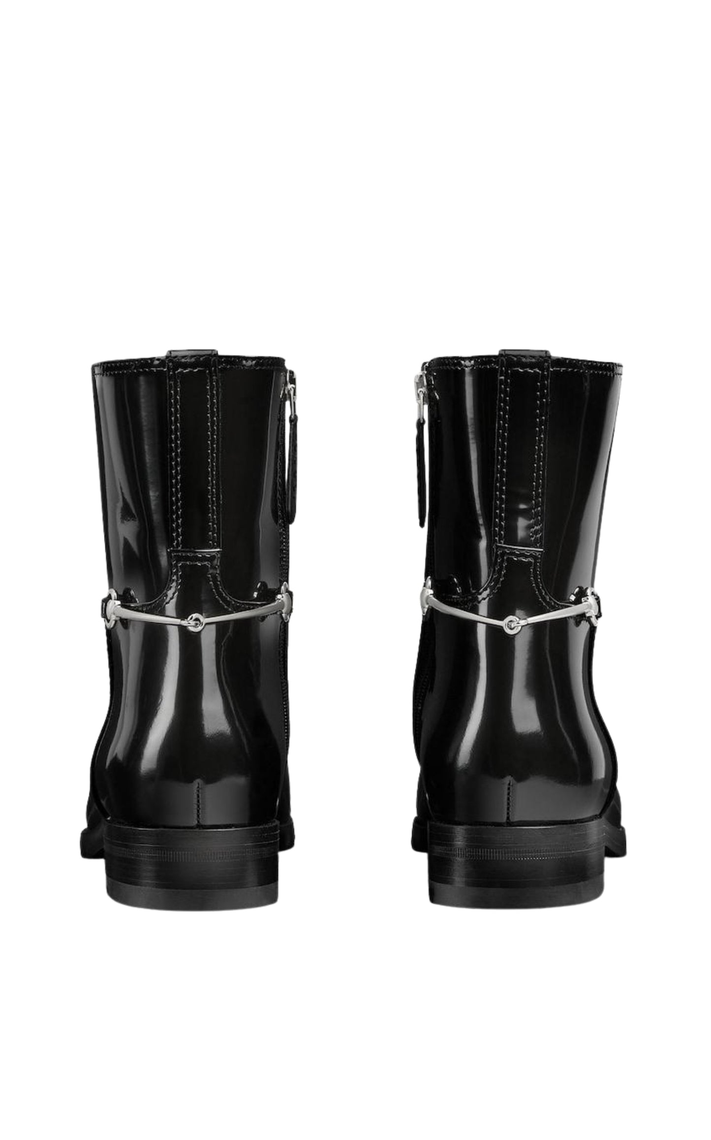 GG Black Leather Slim Horsebit Boots