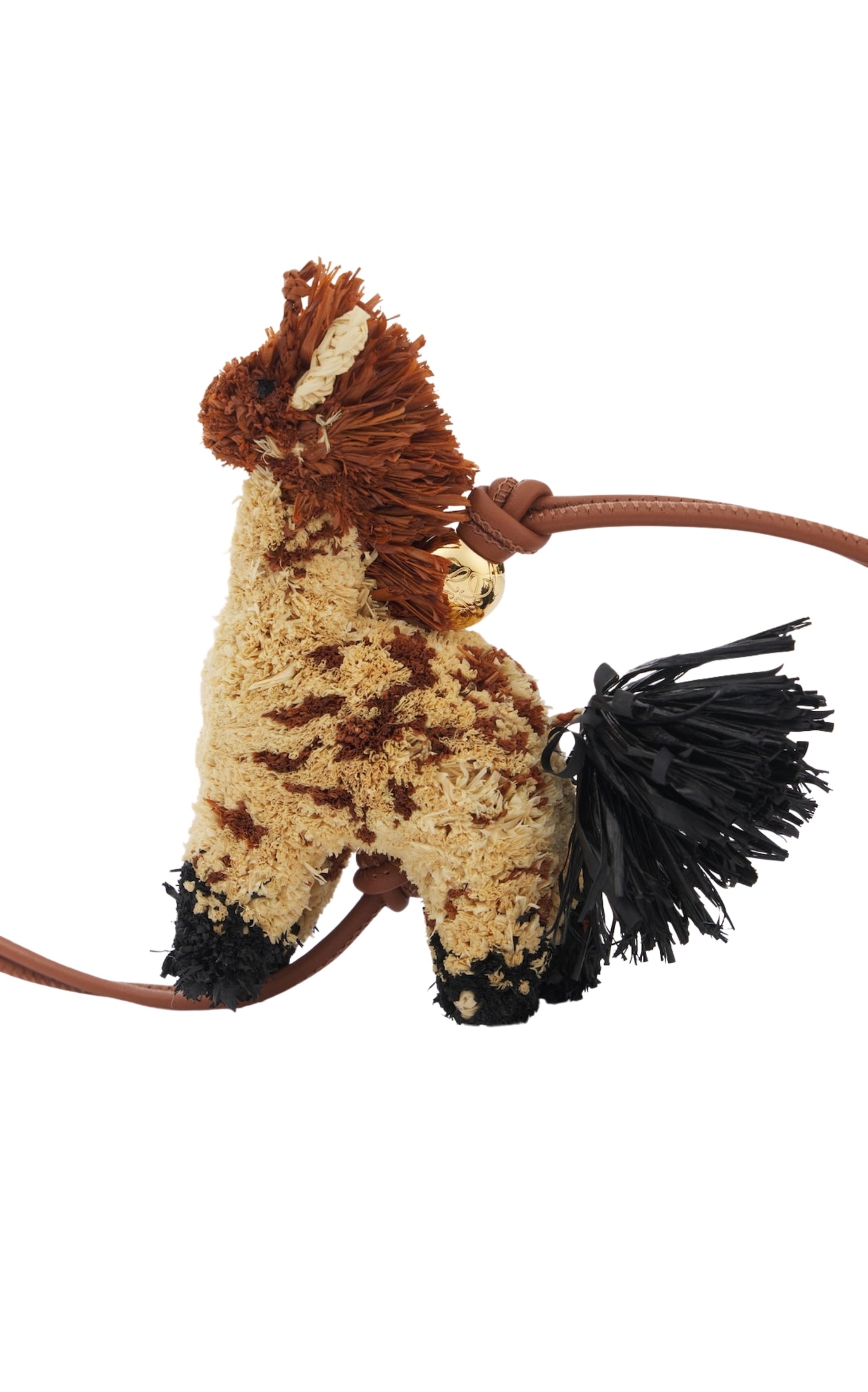 Giraffe Bag Charm in Raffia and Calfskin
