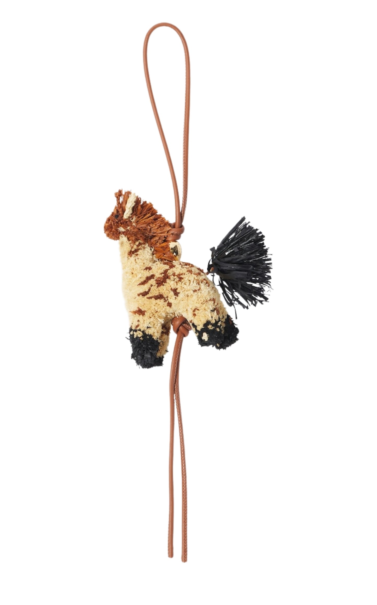Giraffe Bag Charm in Raffia and Calfskin