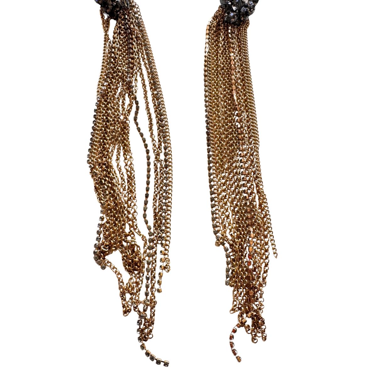 BCBGMAXAZRIA embellished chain fringe statement necklace