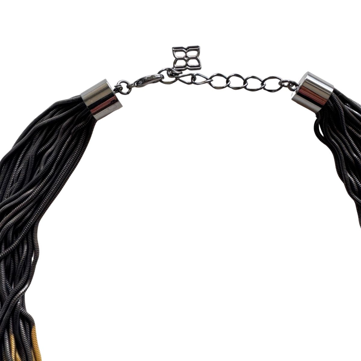 BCBGMAXAZRIA two-tone layered chain statement necklace in gold and gunmetal finishes