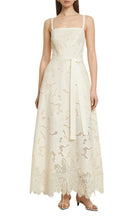 Elie Saab eyelet embroidered cotton-blend midi dress with scalloped hem