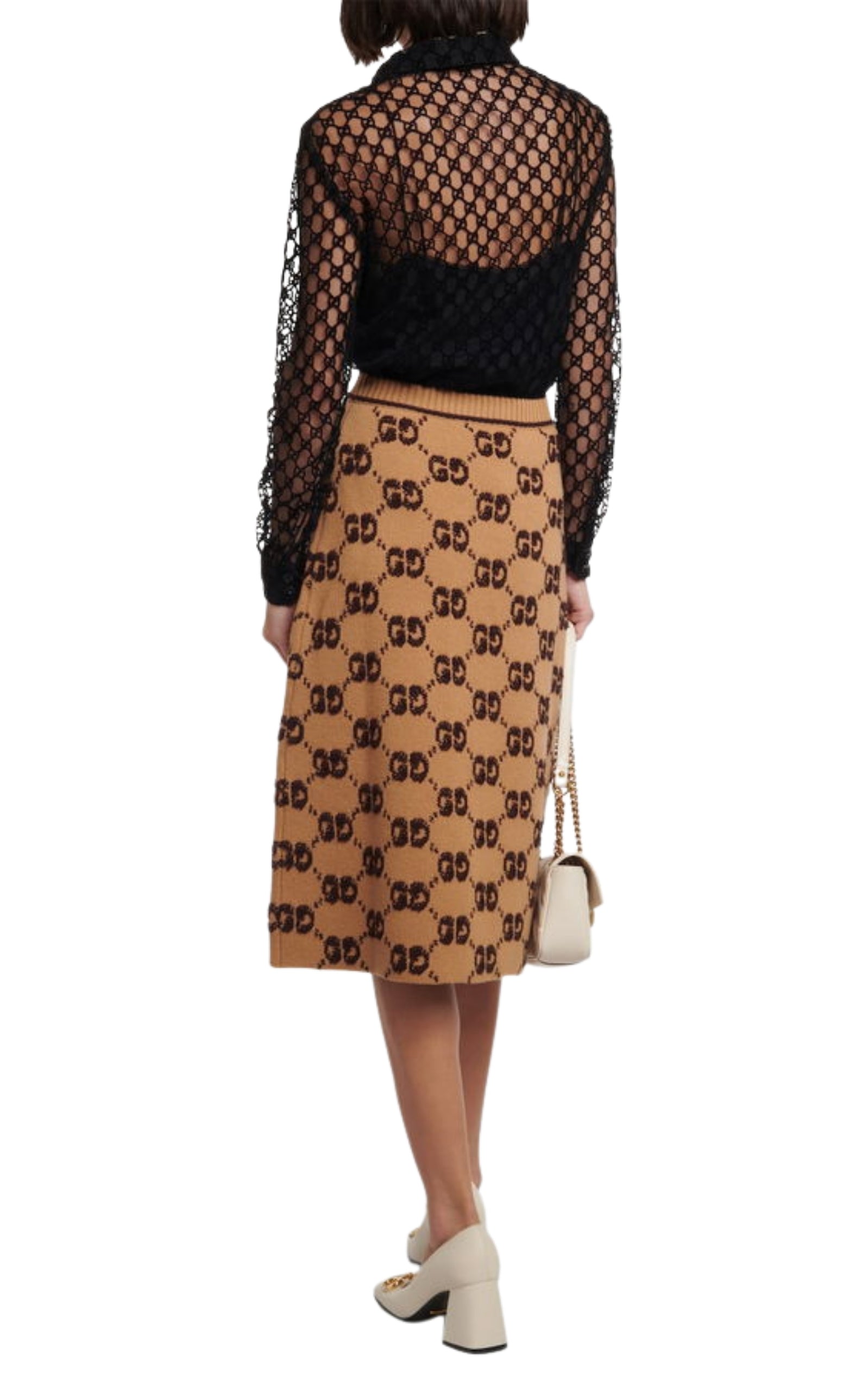 Gucci GG Logo Jacquard Wool Bouclé Midi Skirt