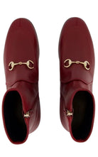 Gucci Gucci Jordaan Burgundy Leather Ankle Boots