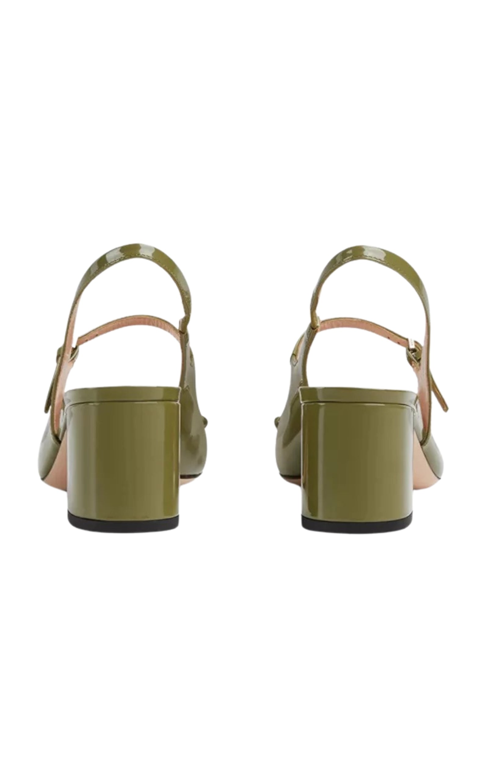 Gucci Horsebit 55 green patent leather slingback pumps