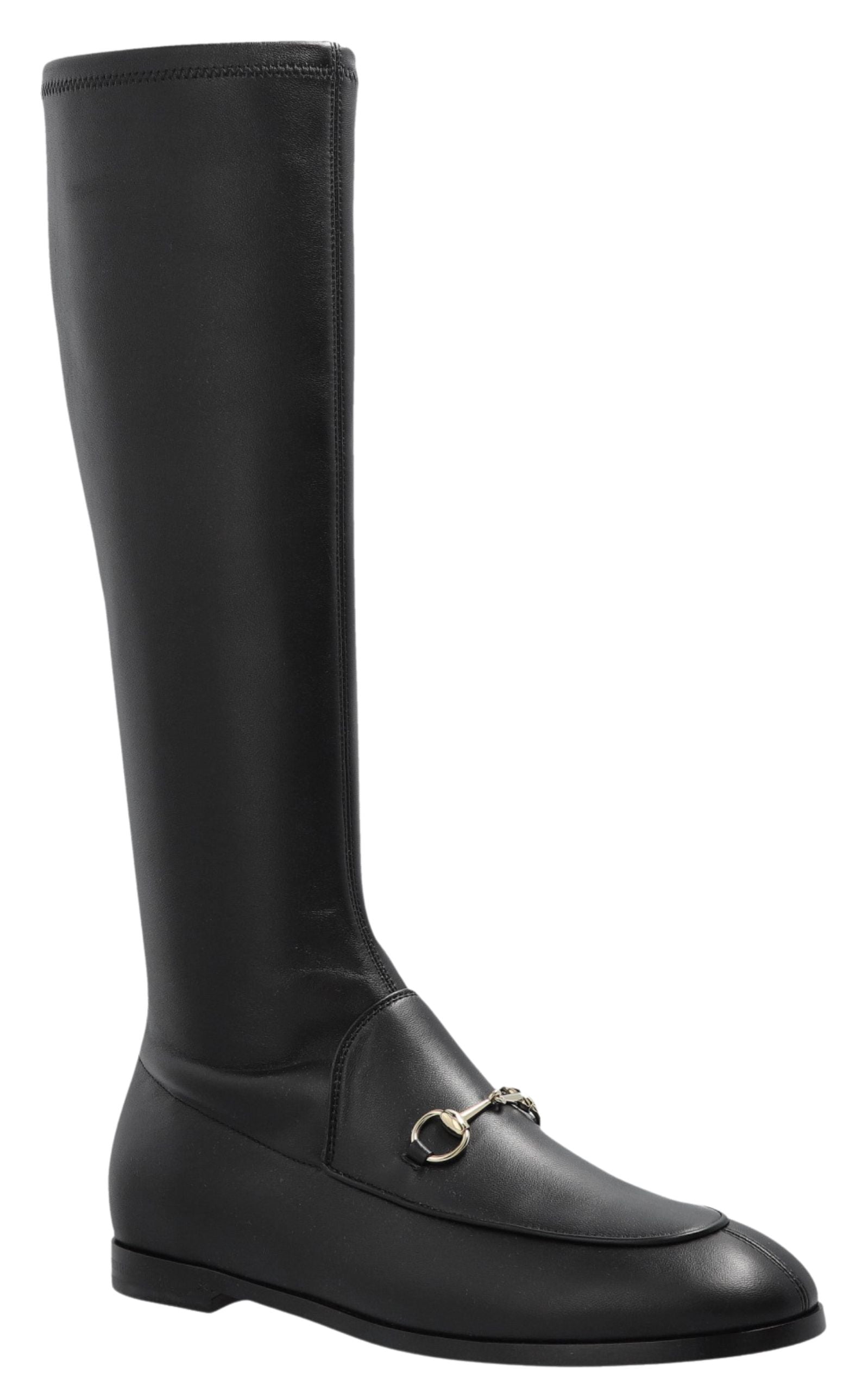 Gucci Jordaan Black Leather Knee-High Boots