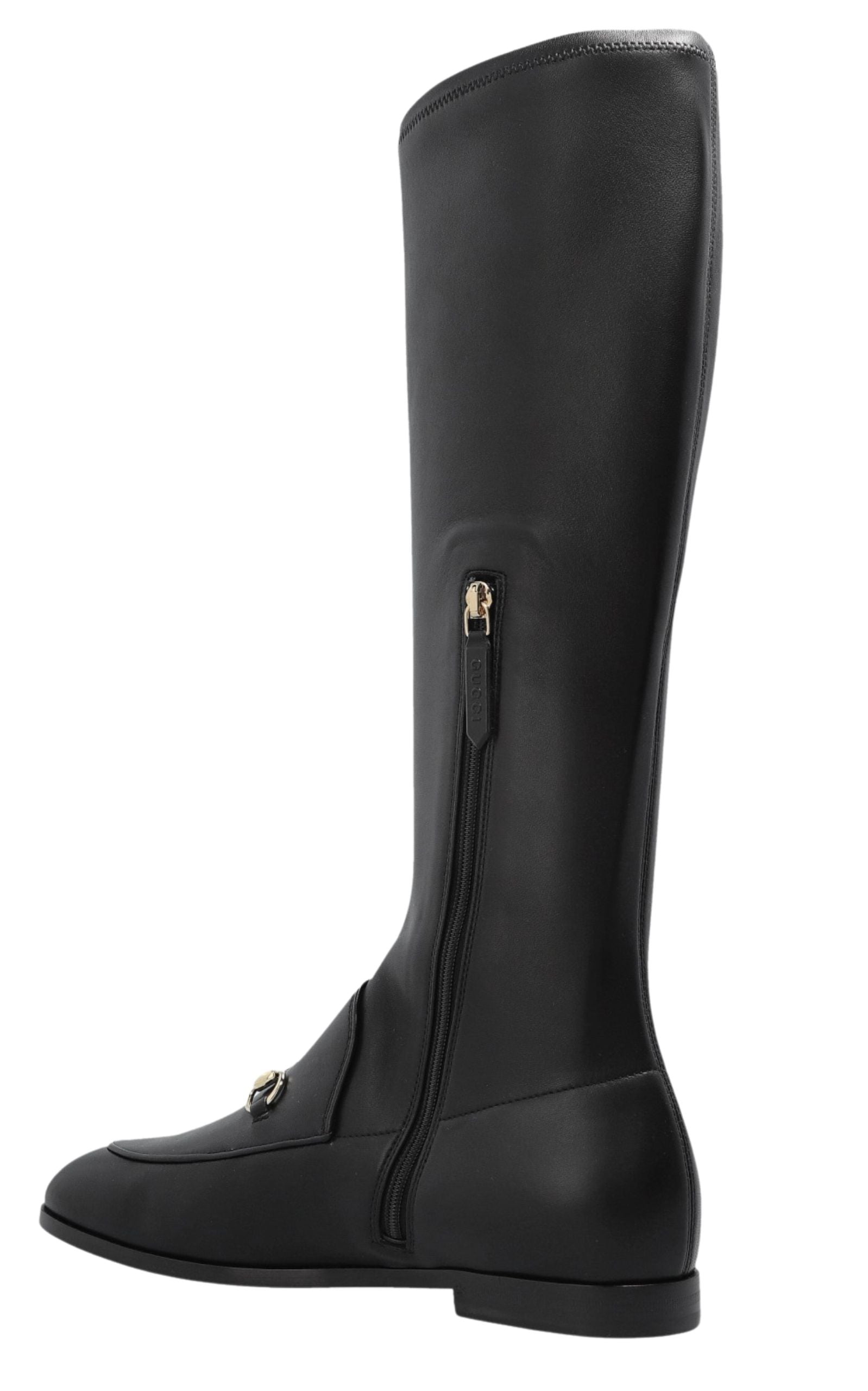 Gucci Jordaan Black Leather Knee-High Boots