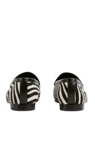 Gucci Jordaan zebra-print calf hair loafers with gold Horsebit hardware and almond toe
