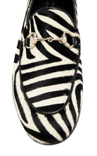 Gucci Jordaan zebra-print calf hair loafers with gold Horsebit hardware and almond toe