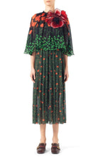 Gucci Poppy Field fil coupé silk cape dress with floral print