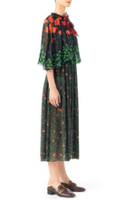 Gucci Poppy Field fil coupé silk cape dress with floral print