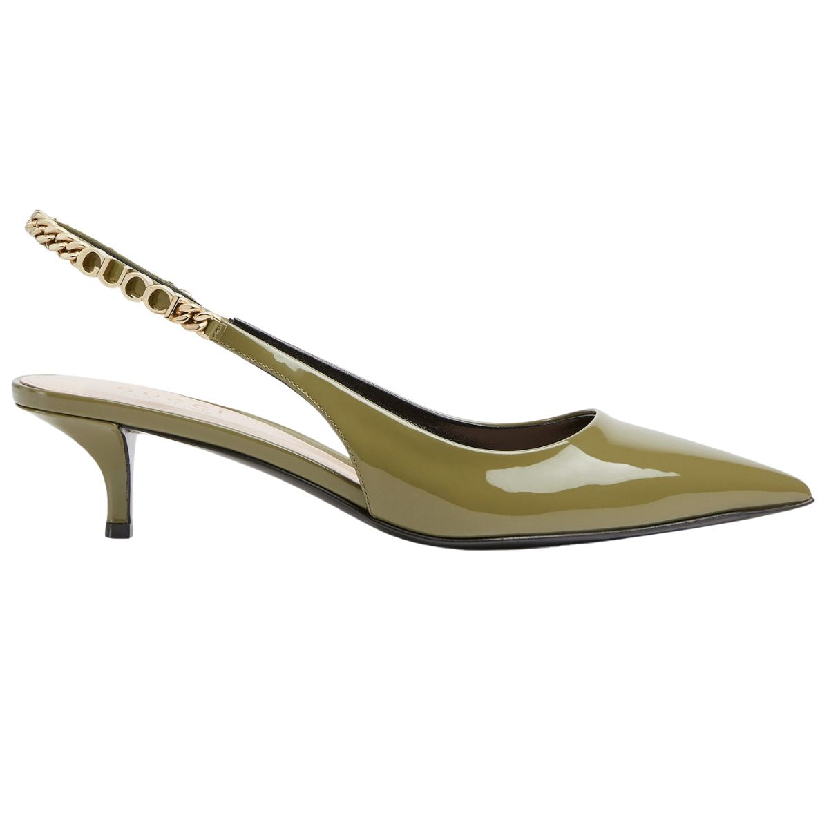 Gucci Signoria Patent Leather Slingback Pumps in green