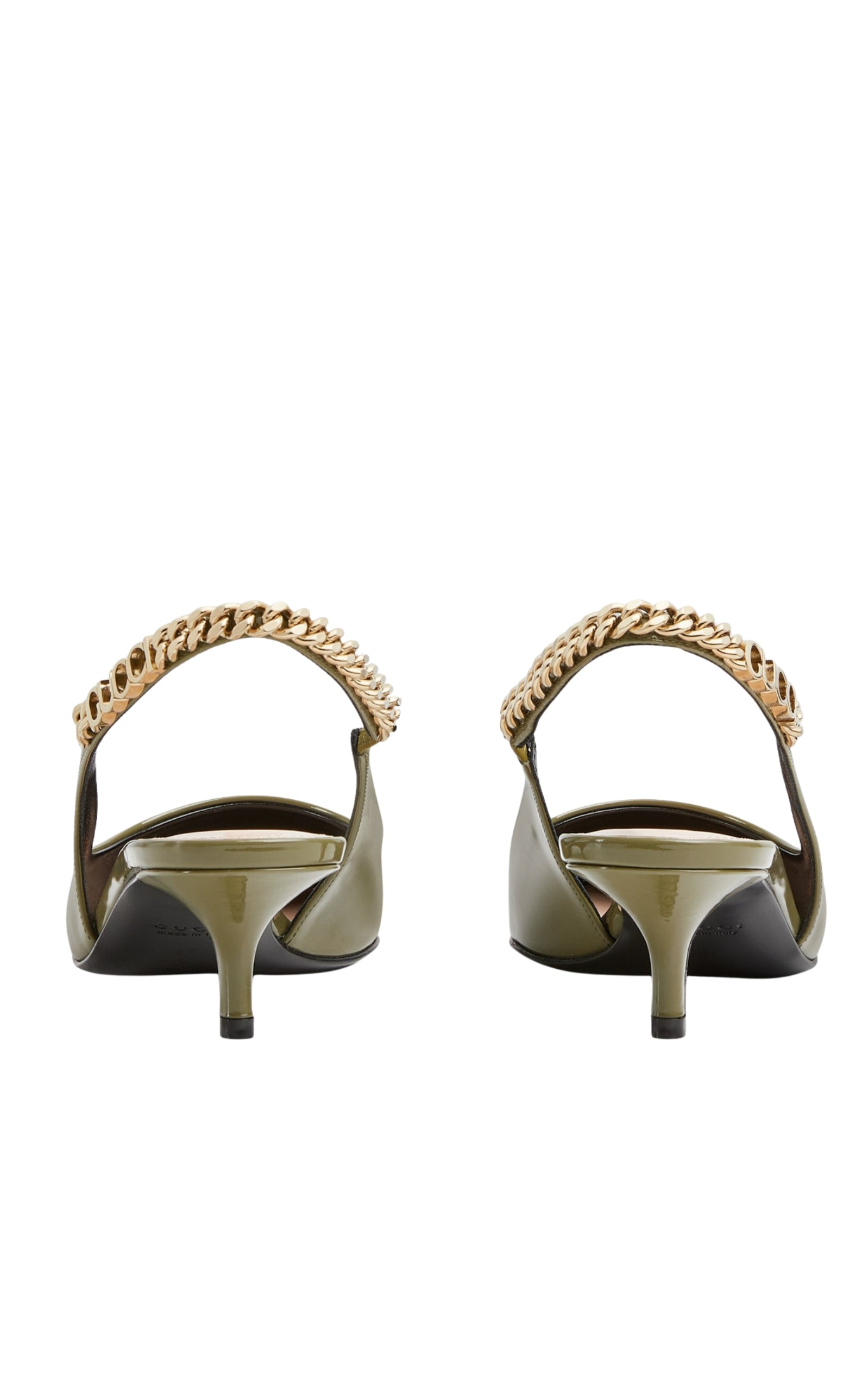 Gucci Signoria Patent Leather Slingback Pumps in green