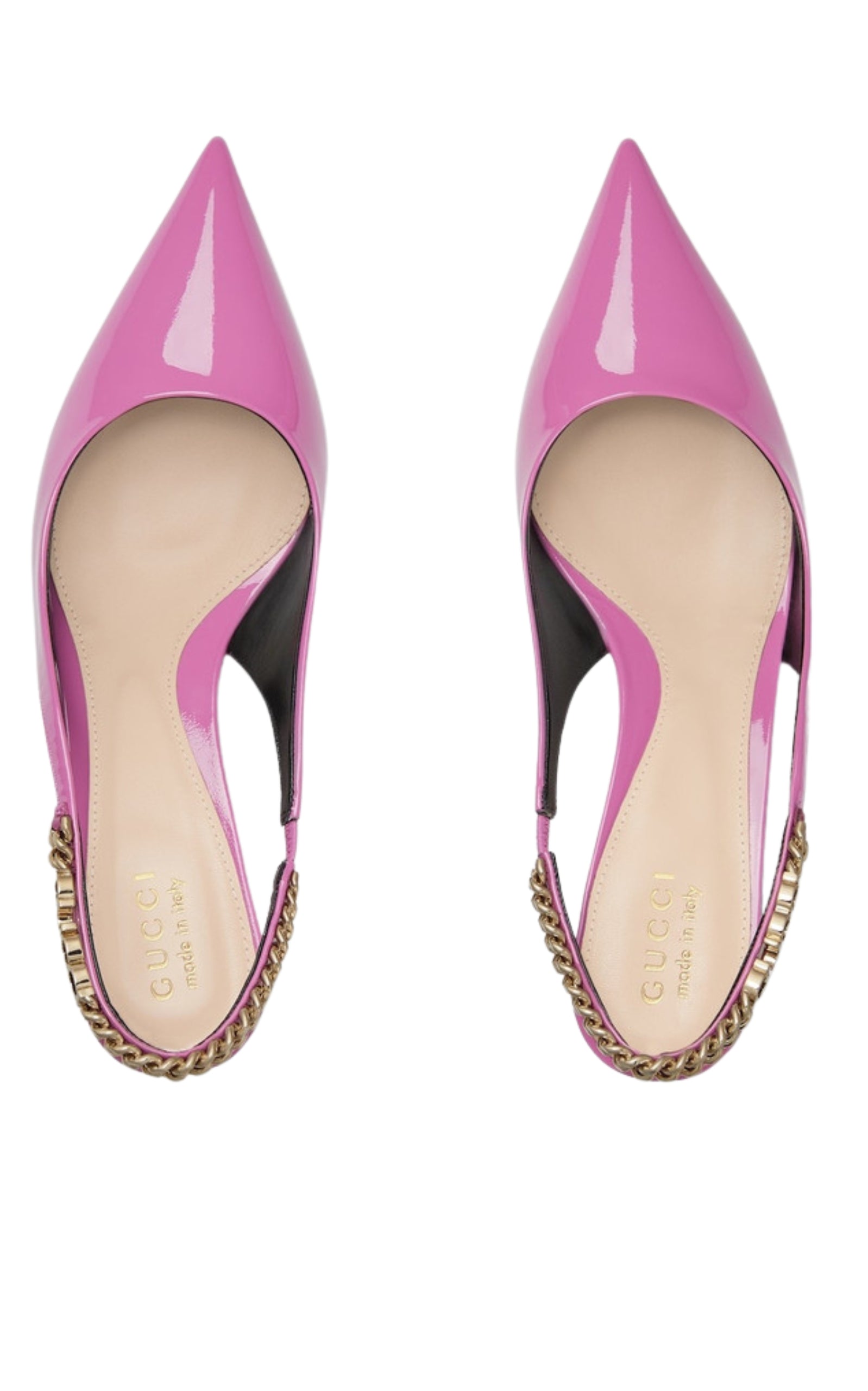 Gucci Signoria Patent Leather Slingback Pumps in pink