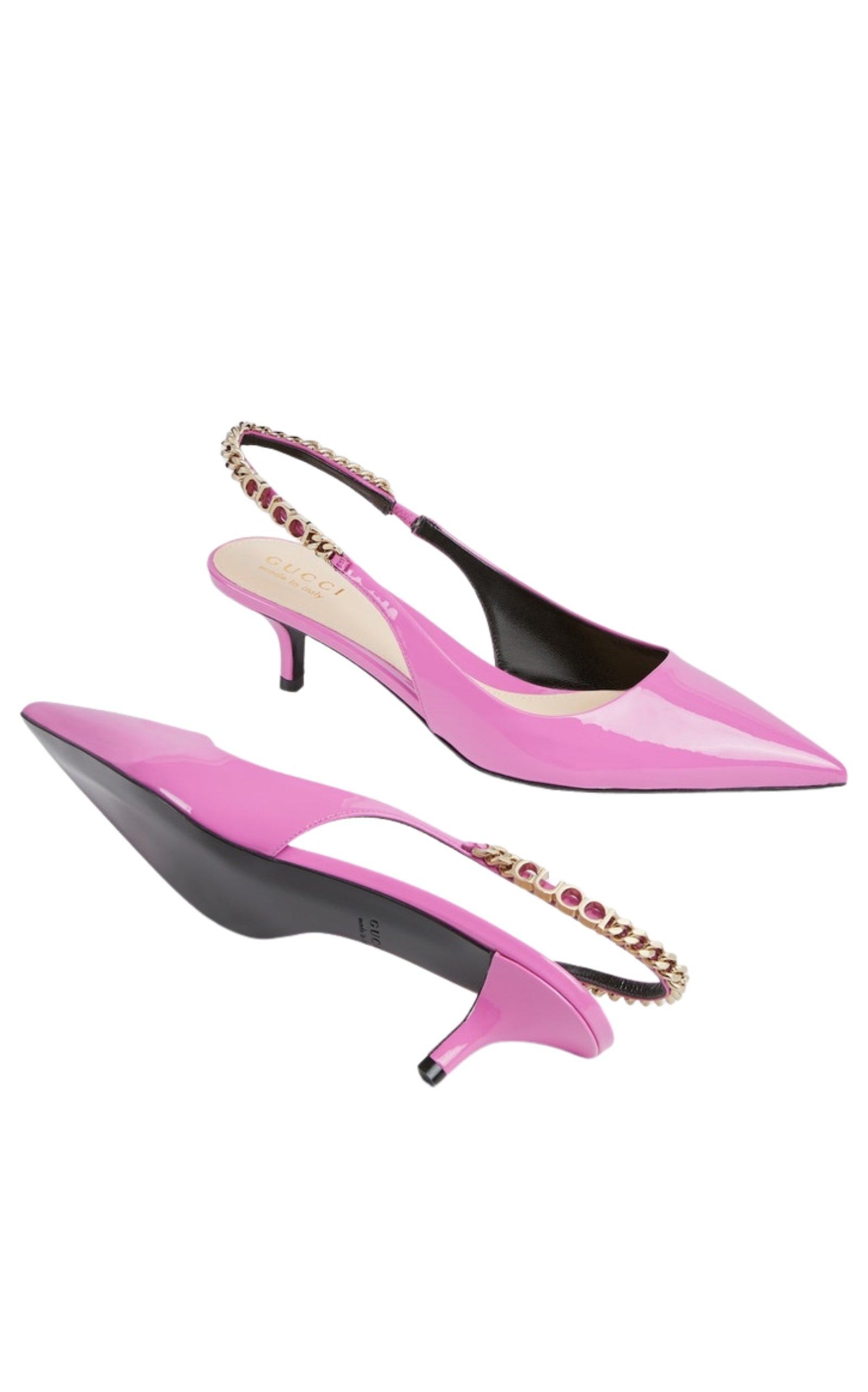 Gucci Signoria Patent Leather Slingback Pumps in pink 