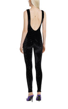Gucci black velvet sleeveless jumpsuit with allover GG crystal embroidery