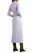 Gucci purple embroidered sequin polo midi dress with long sleeves and button fastening