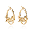 Gucci script logo crystal gold tone hoop earrings