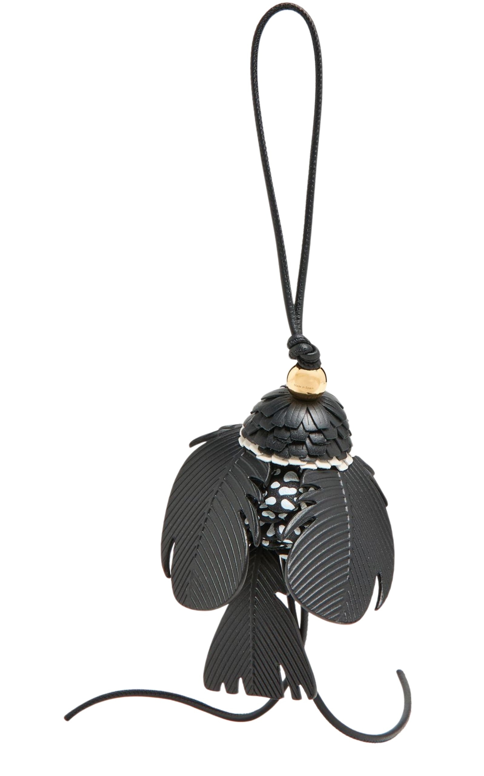 Loewe leather bird charm black white with gold Anagram