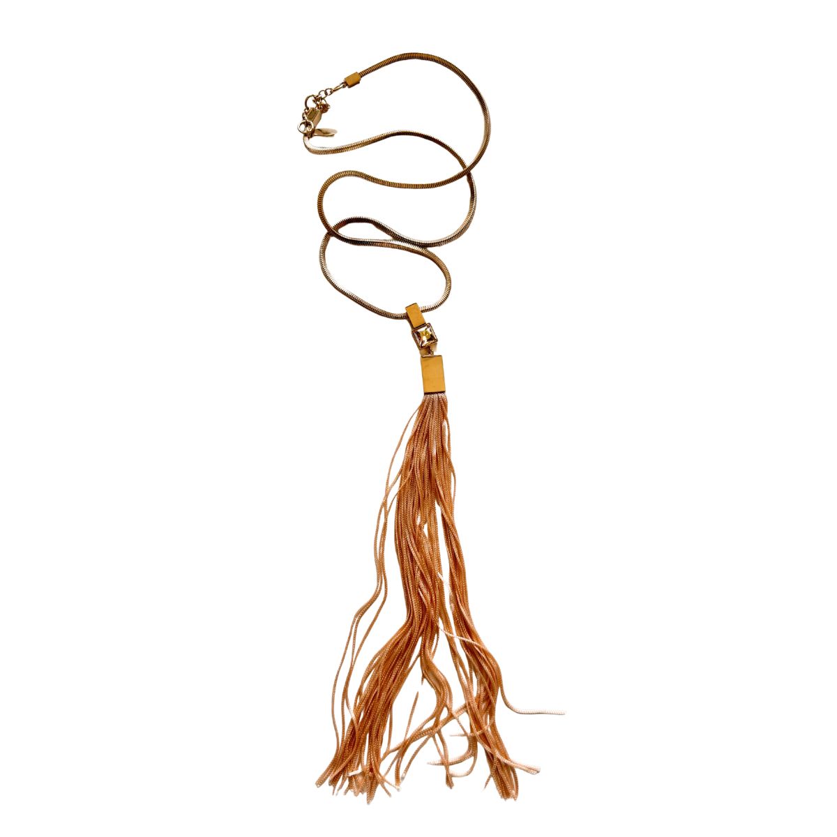 May Moma gold-tone tassel pendant necklace with geometric charm