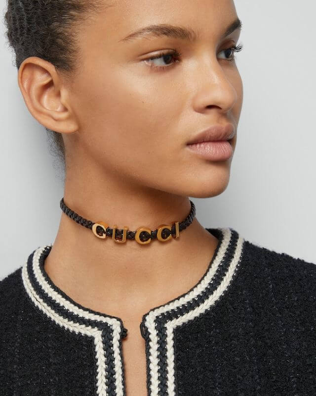 アクセサリー OLD GUCCI ID Plate Ball Chain Choker Gucci Ladies Boule Choker Necklace In Silver, Size XL