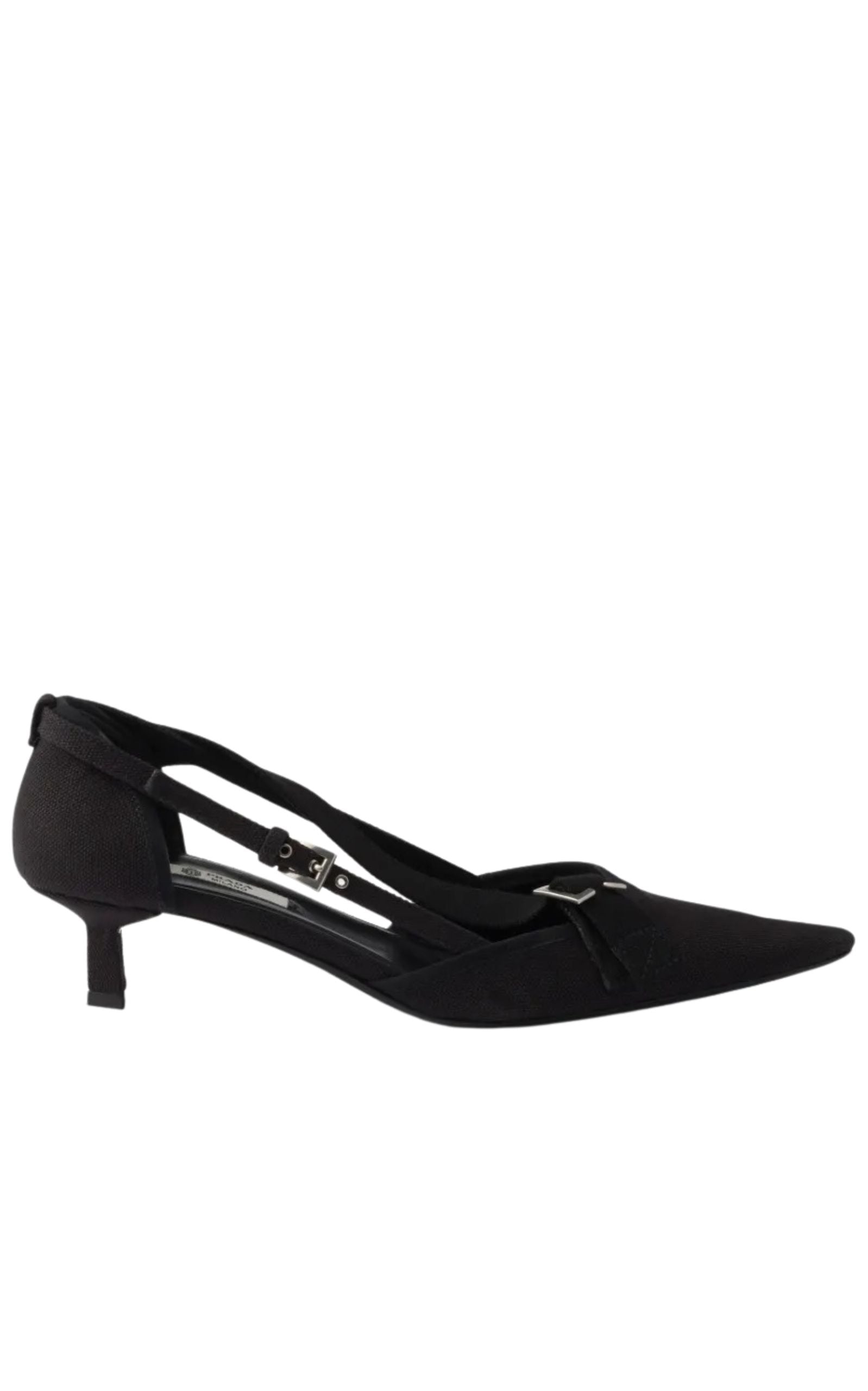 Prada Pointed Slingback Black Kitten Heel Pumps