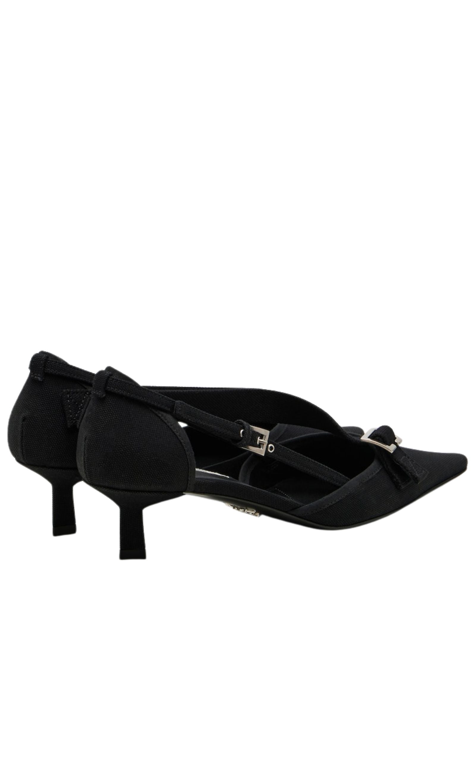 Prada Pointed Slingback Black Kitten Heel Pumps