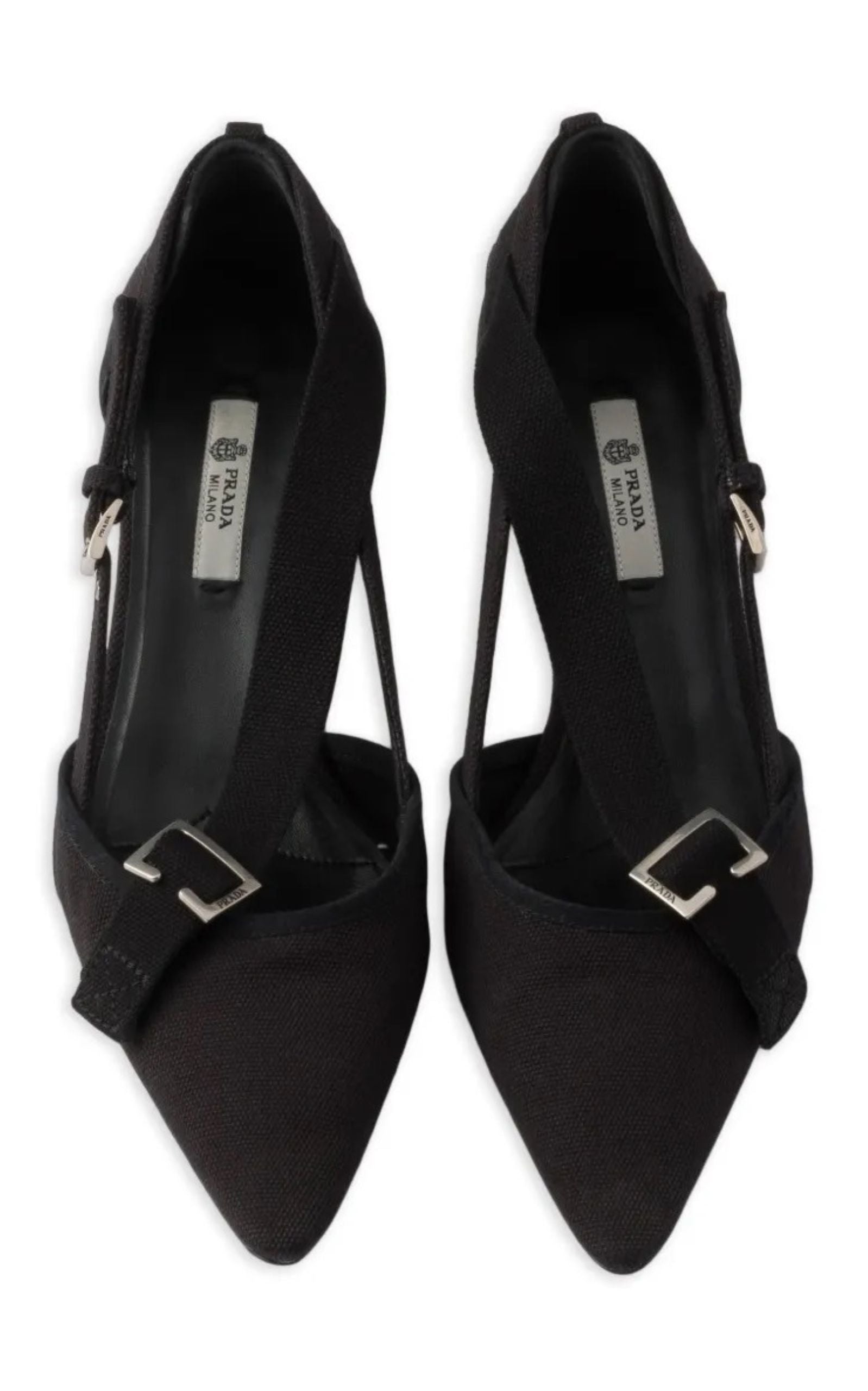 Prada Pointed Slingback Black Kitten Heel Pumps