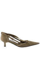 Prada Pointed Slingback Olive Green Kitten Heel Pumps