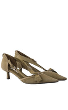 Prada Pointed Slingback Olive Green Kitten Heel Pumps