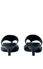 Prada black patent leather thong sandals with open toe and kitten heel
