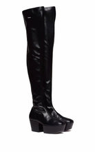 Prada black platform over-the-knee boots with square toe