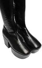 Prada black platform over-the-knee boots with square toe