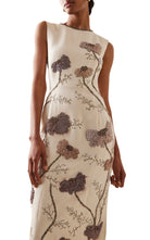 Adam Lippes Floral Embroidered Wool-Silk Sheath Midi Dress - Runway Catalog