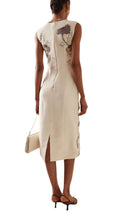 Adam Lippes Floral Embroidered Wool-Silk Sheath Midi Dress - Runway Catalog