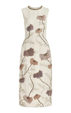 Adam Lippes Floral Embroidered Wool-Silk Sheath Midi Dress