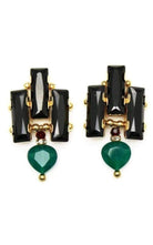 Akong London Deco 24K Gold Plated Green Onyx Drop Earrings - Runway Catalog